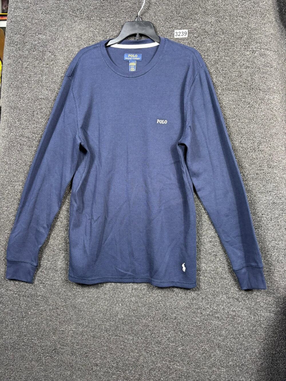 Polo Ralph Lauren Thermal Shirt Mens Medium Long Sleeve Waffle Knit Sleepwear